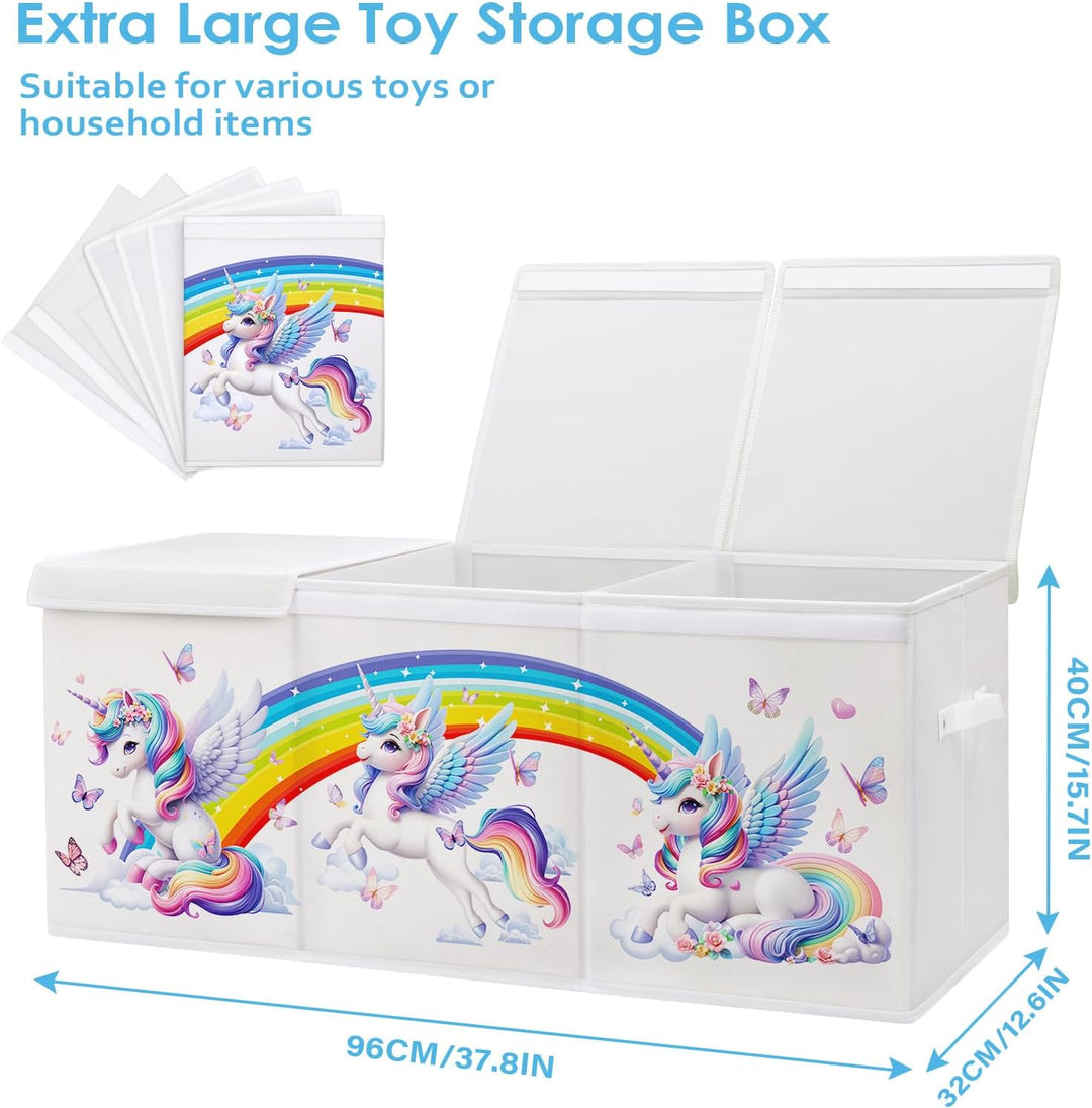 Extra Gross Aufbewahrungsbox mit Deckel Kinder, Zusammenklappbare Oxford-Spielzeugkiste mit Griff fü
