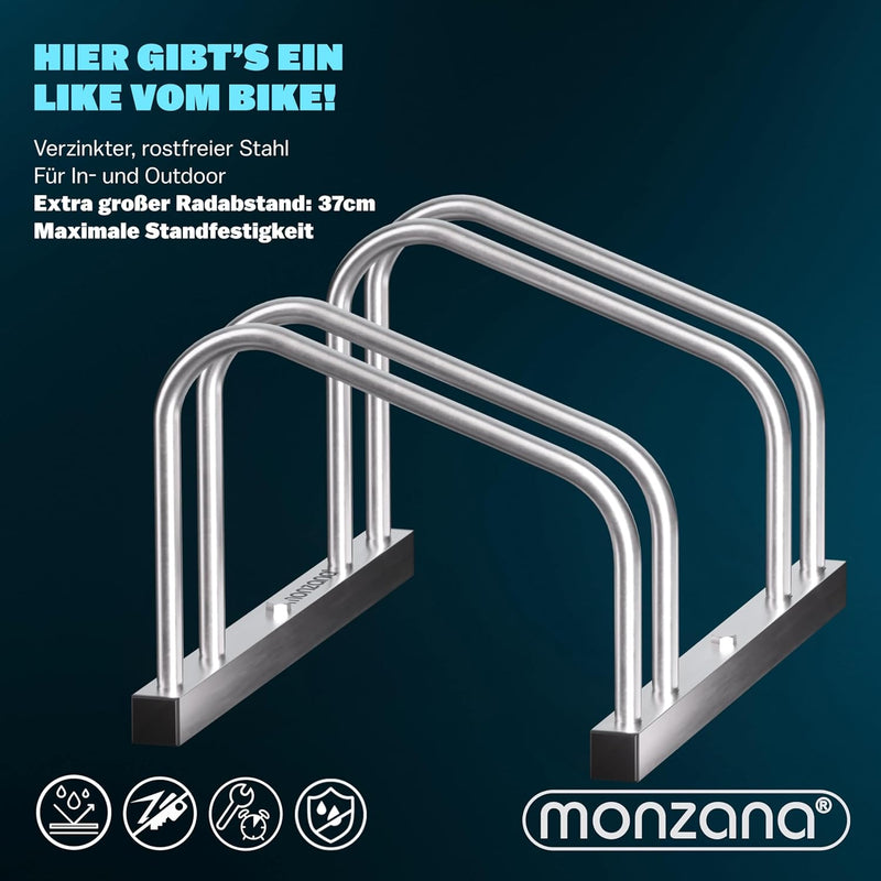 MONZANA® Fahrradständer für 2 Fahrräder 30-65 mm Reifenbreite 37 cm Radabstand Radständer Mehrfachst