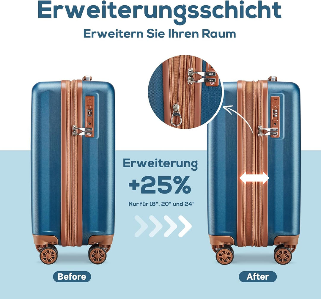 Joyway Koffer Trolley Reisekoffer Koffer, Hartschale Handgepäck Koffer mit USB-Anschluss und Getränk
