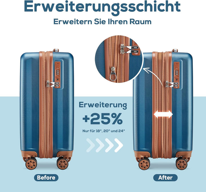 Joyway Koffer Trolley Reisekoffer Koffer, Hartschale Handgepäck Koffer mit USB-Anschluss und Getränk