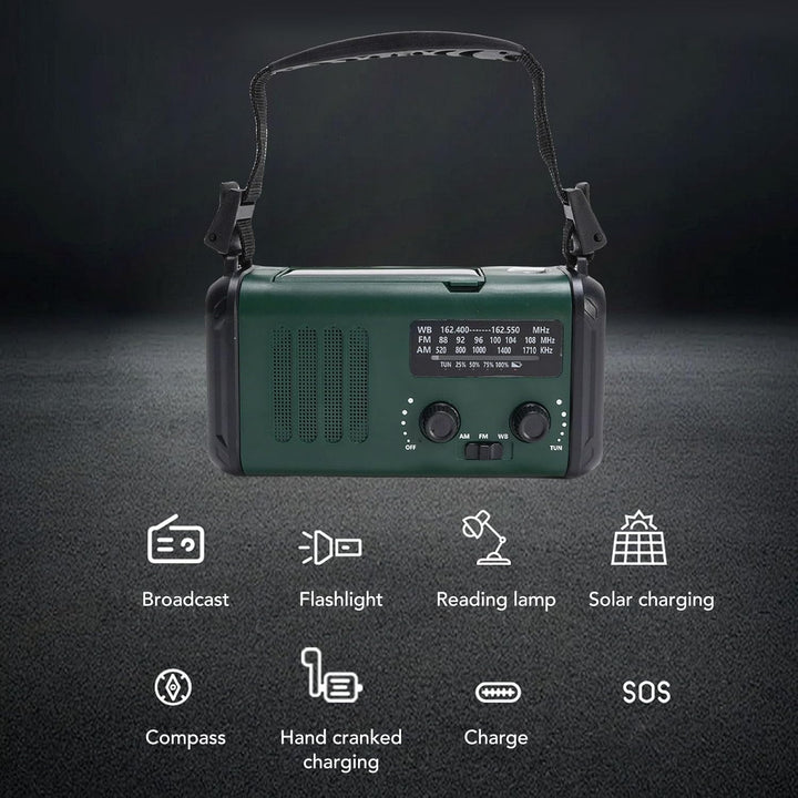 SEAFRONT Solar Kurbelradio, 10.000 MAh Notfallradio AM FM NOAA Wetterradio mit Leselicht, LED Tasche