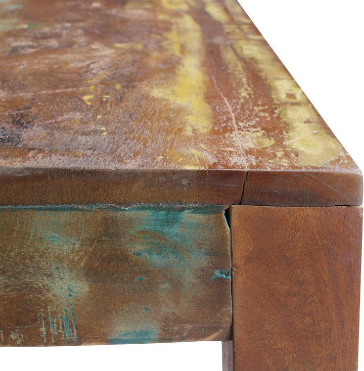 KADIMA DESIGN Rustikaler Couchtisch: Recyceltes Mango-Holz, Shabby-Chic-Design, robust, Klarlack-Bes