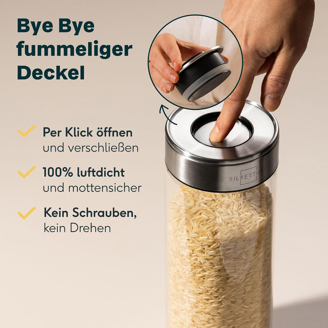 SILBERTHAL Vorratsdosen Glas mit Deckel Set 1500 ml - Vorratsgläser für luftdichte &amp; auslaufsichere