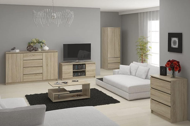 AKORD Fernsehkommode K-120 | EIN offenes Regalfach | 2 Ablagen mit Türen Links und rechts | H55 x B1