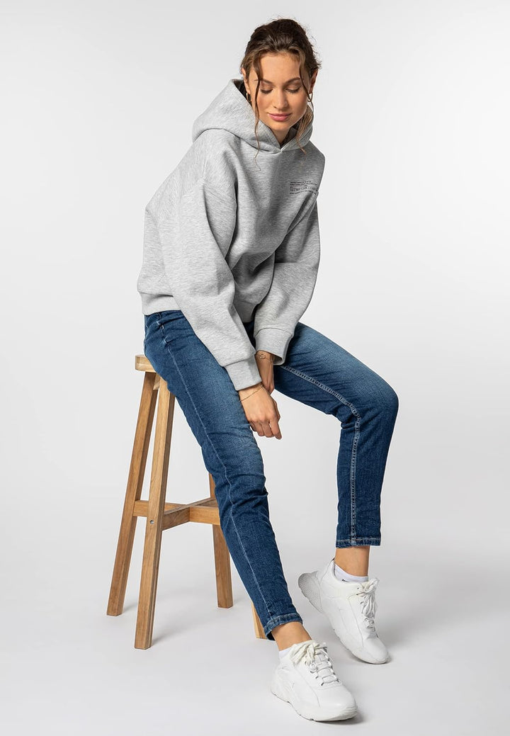 Sublevel Damen Basic Pullover Hoodie mit Mini-Print M Light-grey, M Light-grey