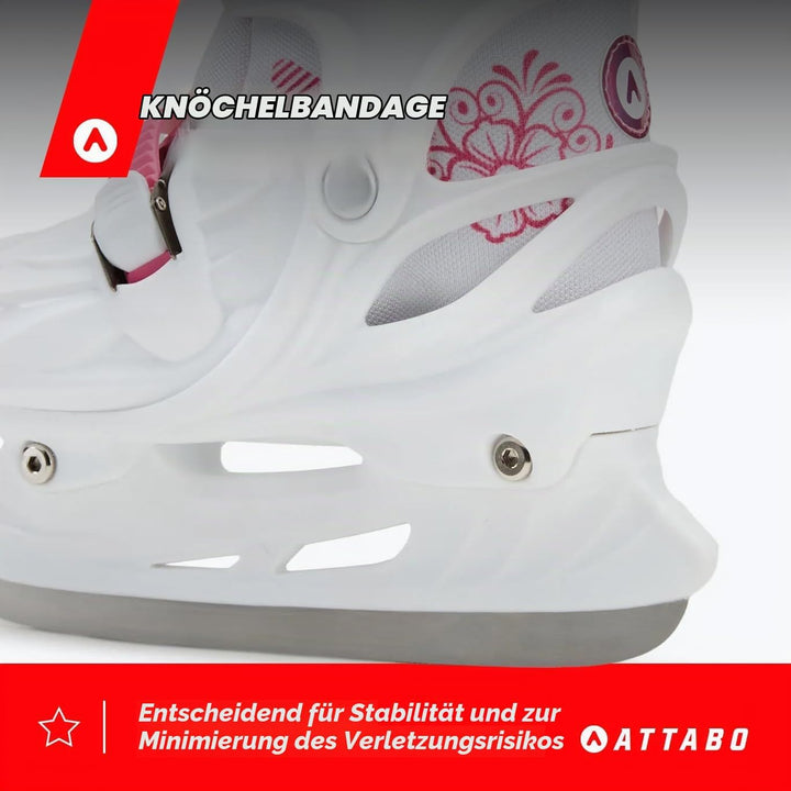 ATTABO KOA Kinder verstellbare Schlittschuhe | Freizeit Eislaufschuhe | PVC &amp; PP Hartschale | Edelst