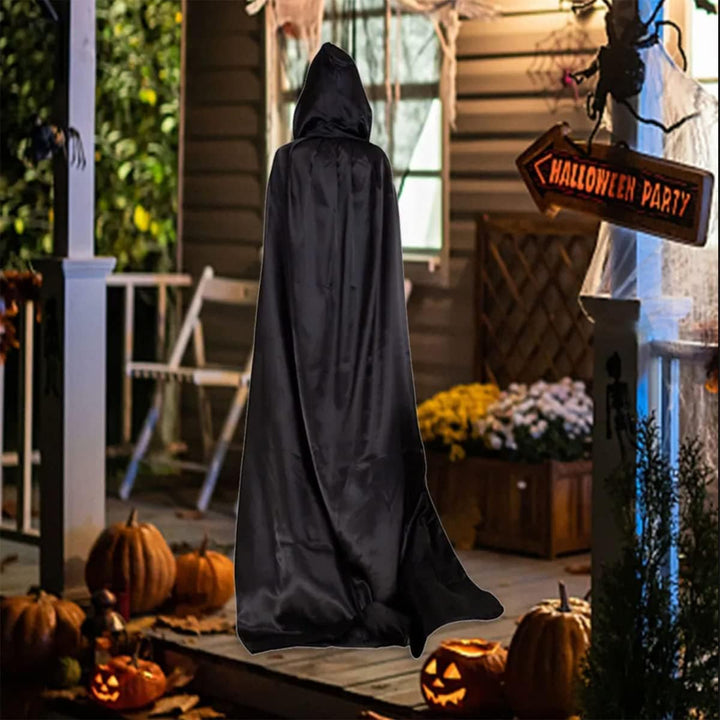 YIMOJOY Halloween Vampir Kostüm Kinder Satin Umhang mit Kapuze 140CM Doppelseitig Vampir Umhang Mädc