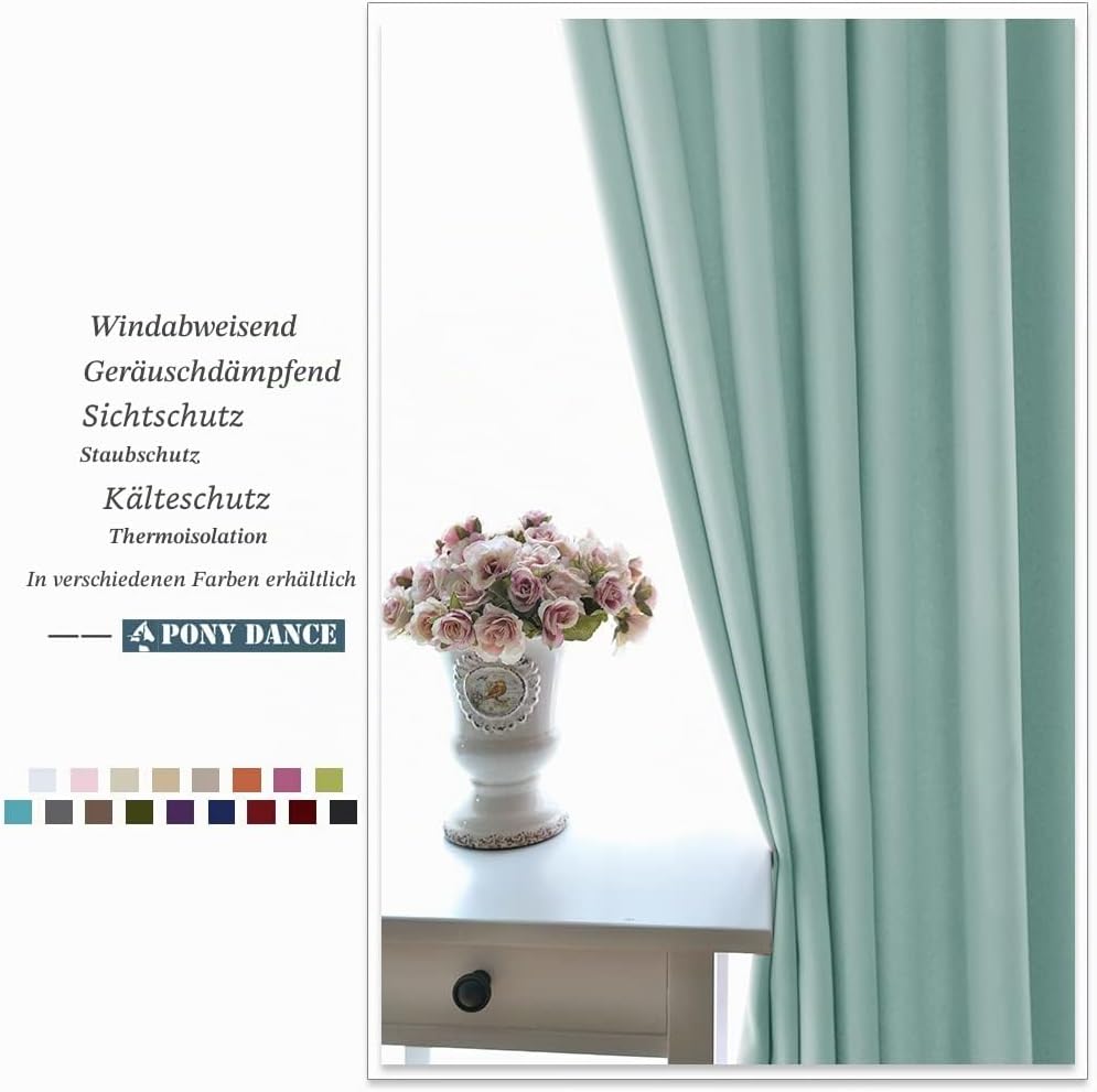 PONY DANCE Scheibengardine Blickdicht Küchengardinen Kurz Ösenschal 2er Set H 90 x B 132 cm Blickdic