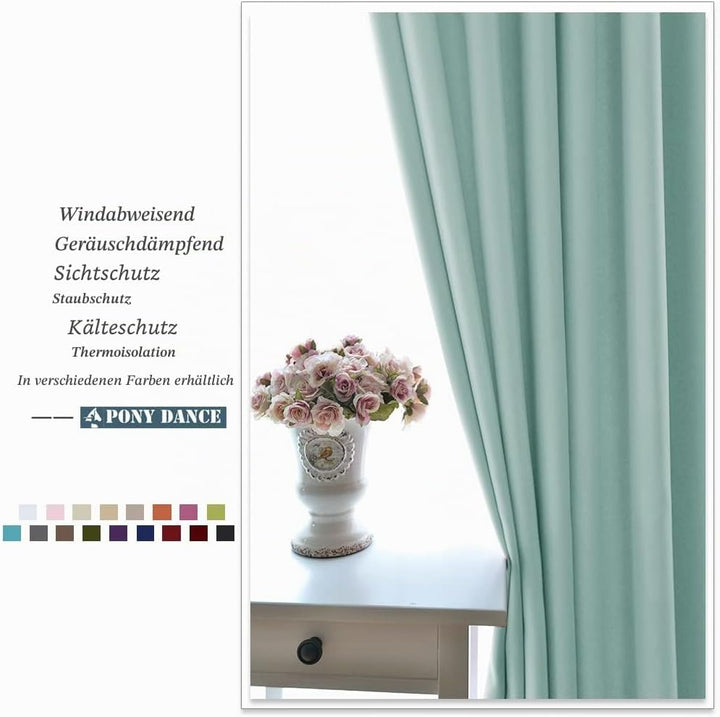 PONY DANCE Scheibengardine Blickdicht Küchengardinen Kurz Ösenschal 2er Set H 90 x B 132 cm Blickdic
