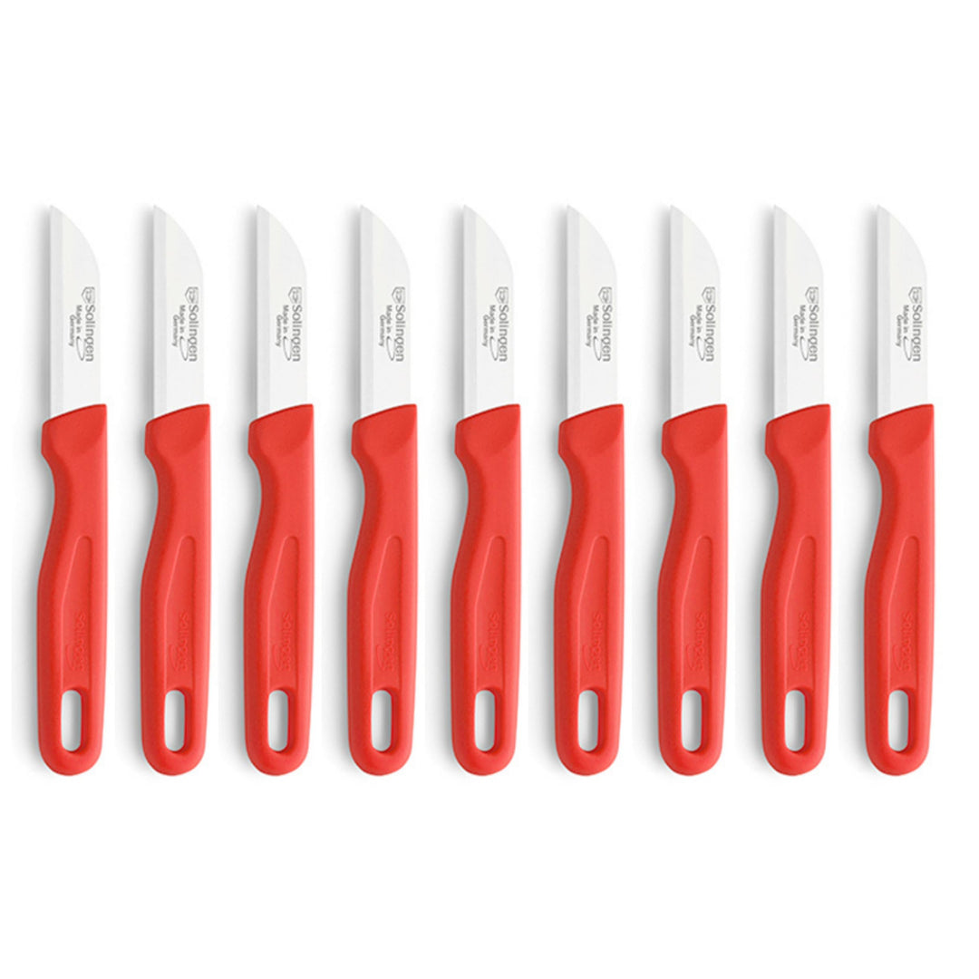 Kuppels SOLINGEN Küchenmesser Set 9 teilig rot, Kurze scharfe Küchenmesser aus 420HC Stahl, Gemüseme
