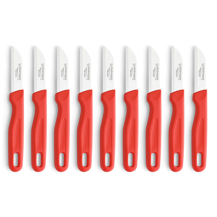 Kuppels SOLINGEN Küchenmesser Set 9 teilig rot, Kurze scharfe Küchenmesser aus 420HC Stahl, Gemüseme