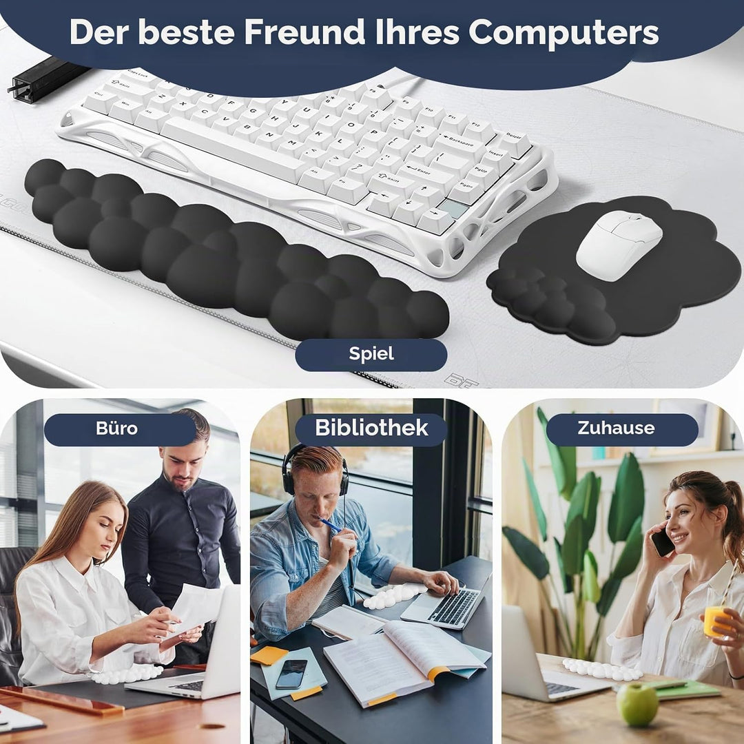 Wolke Handballenauflage Tastatur, Ergonomische Wolke Tastatur Handgelenkstütze mit PU Leder Memory S