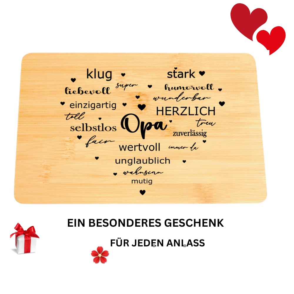 Personalisiertes Frühstücksset, 2er Set Schneidebrett mit Gravur, Geschenke für Oma und Opa, Brettch