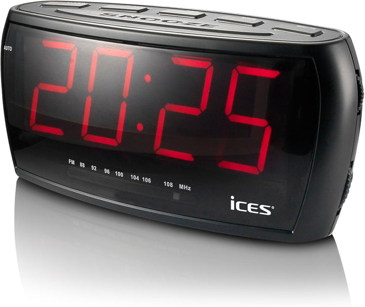 Ices ICR-230 Uhrenradio - Radiowecker mit zwei Weckzeiten - Schlummerfunktion - Sleep Timer - Schwar