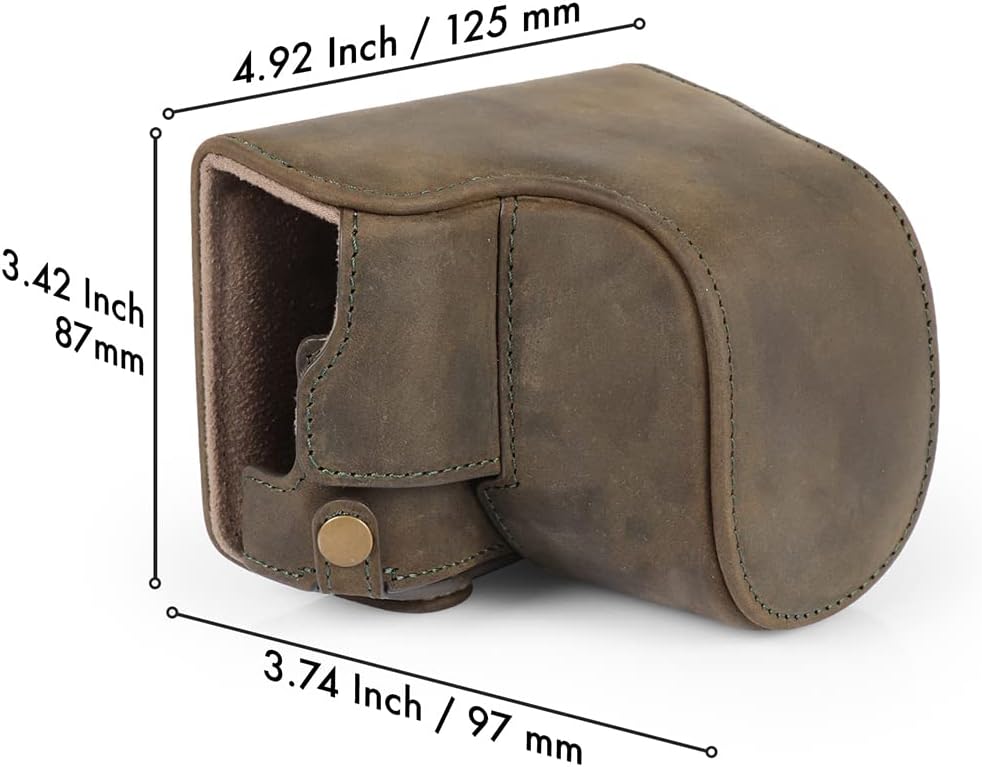 MegaGear MG1698 Ever Ready Kameratasche aus echtem Leder, kompatibel mit Leica D-Lux 7, Khaki Green
