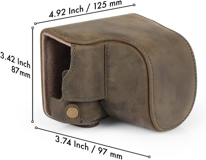 MegaGear MG1698 Ever Ready Kameratasche aus echtem Leder, kompatibel mit Leica D-Lux 7, Khaki Green