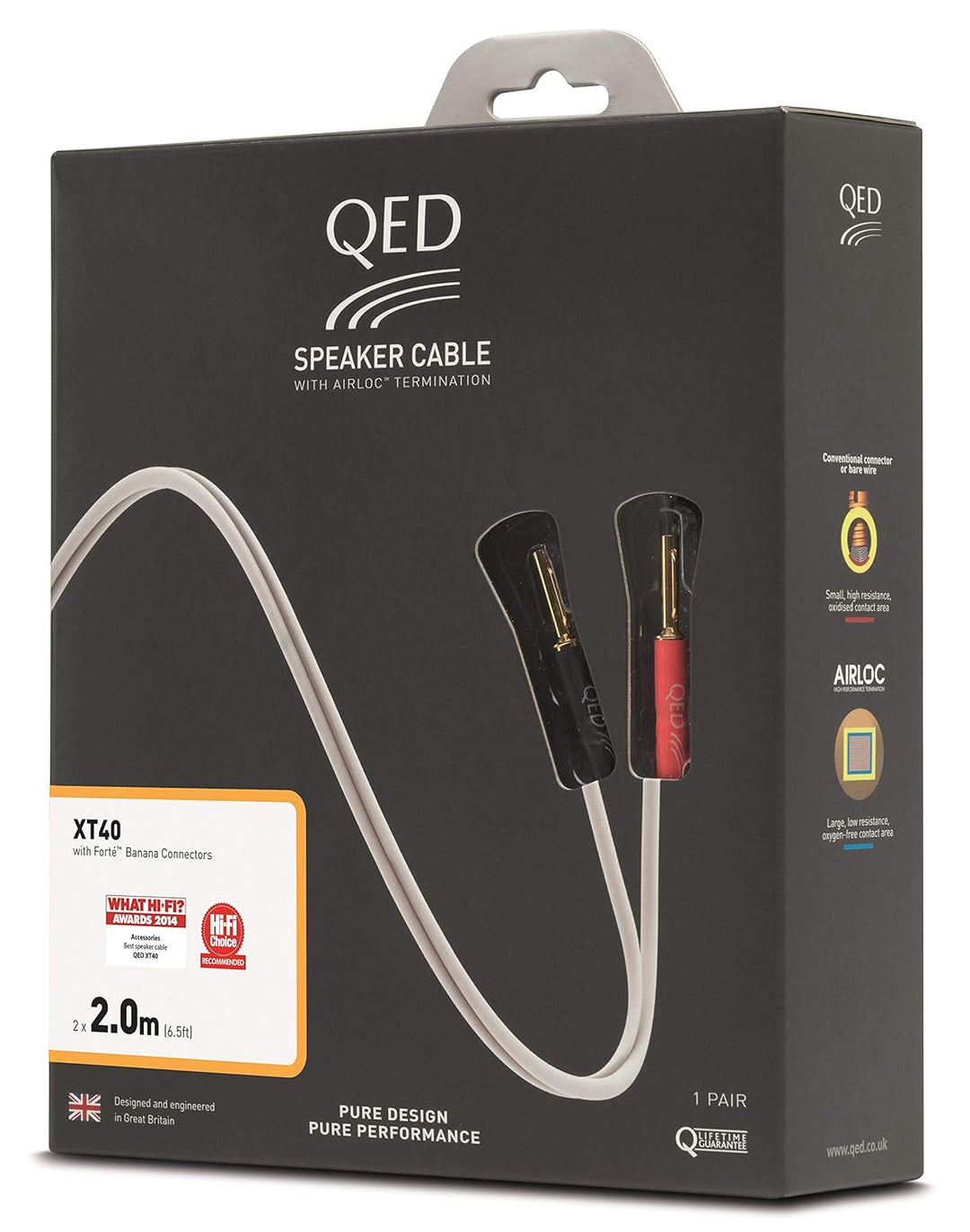 QED XT40i Referenz-Lautsprecherkabel mit X-Tube-Technologie, mit Airloc-Bananenstecker, 3 m, 1 Paar