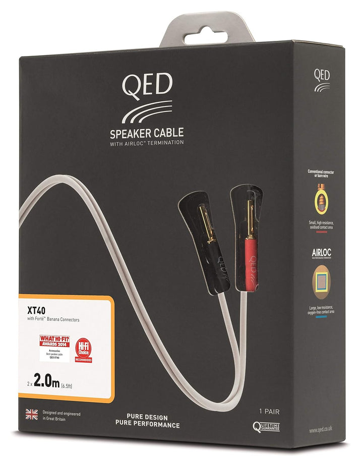 QED XT40i Referenz-Lautsprecherkabel mit X-Tube-Technologie, mit Airloc-Bananenstecker, 3 m, 1 Paar