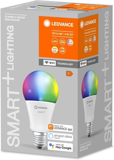 LEDVANCE Smarte LED-Lampe mit WiFi Technologie, Sockel E27, Dimmbar, Lichtfarbe änderbar (2700-6500K