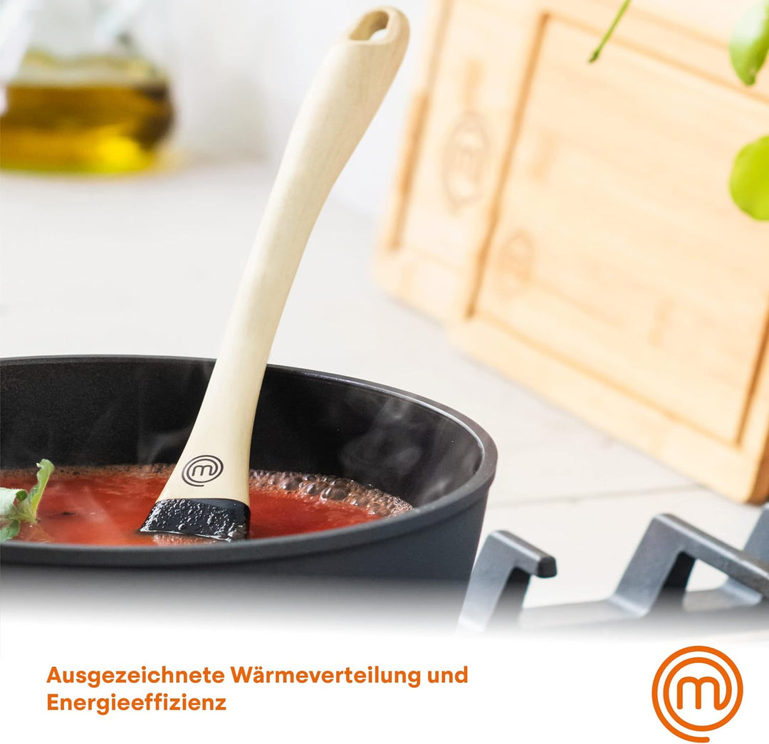 MasterChef Stielkasserole Klein, Topf Induktion, Hitzebeständiger Griff, Spülmaschinenfest, Pfannen