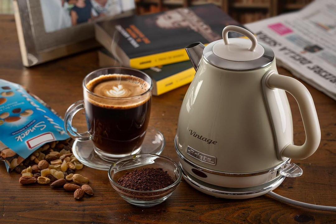 Ariete Vintage Wasserkocher 2868, Retro Elektrischer Wasserkocher mit Kabellosem 360°-Sockel, Abscha