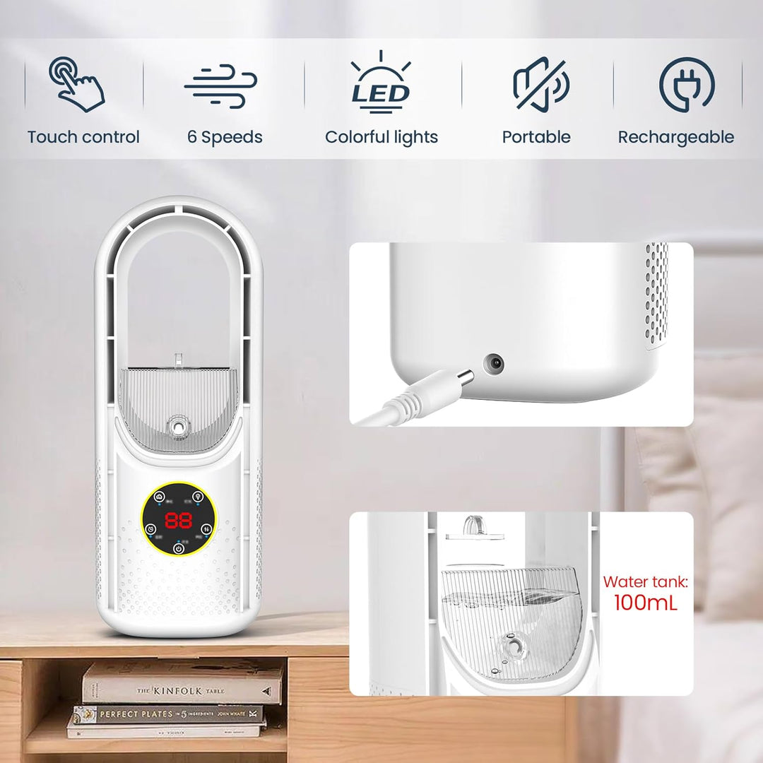 Rotorloser Ventilator,Turmventilator Leise, Touch, Timer, LED-Display 6 Stufen Tower-Ventilator Säul