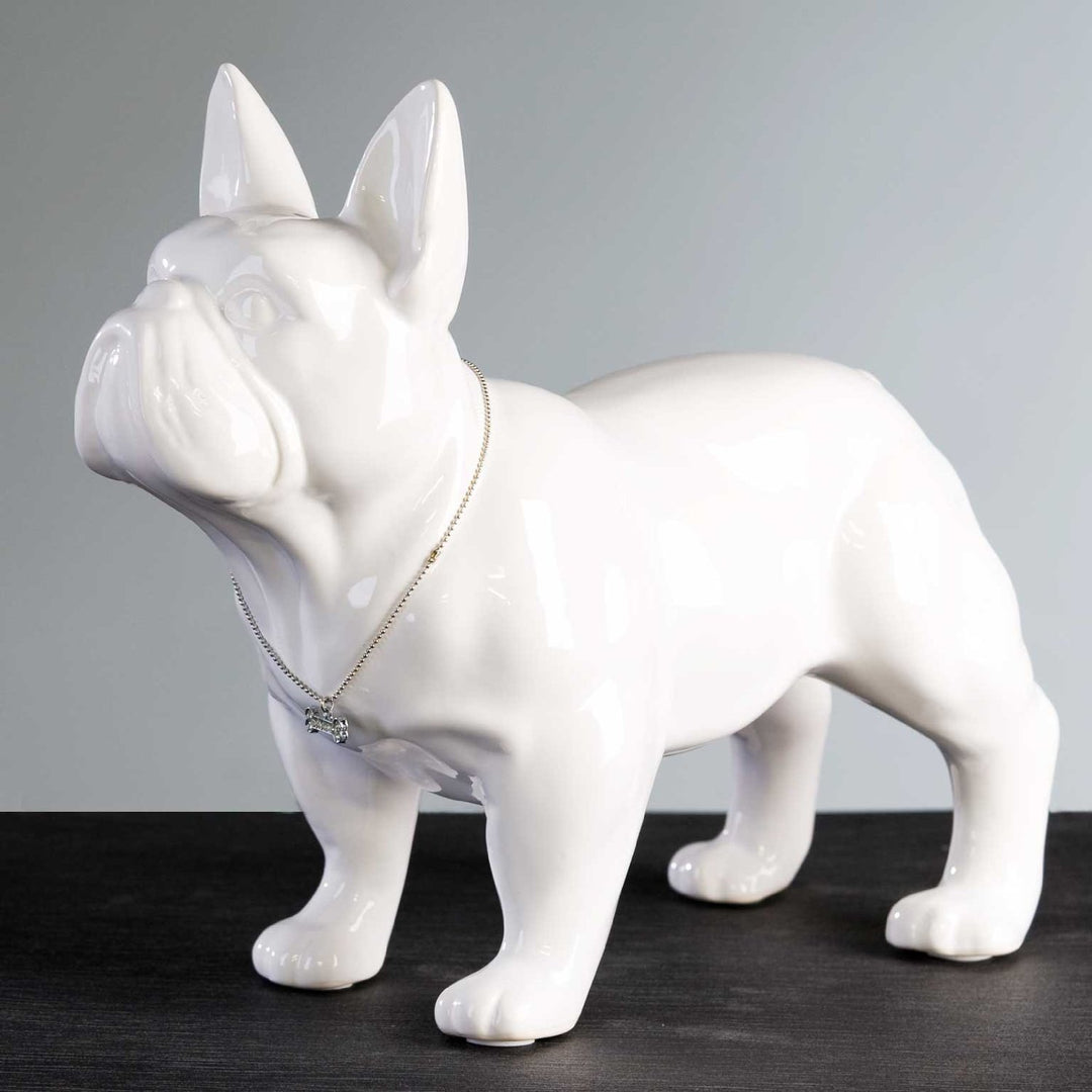 Casablanca - Skulptur, Figur, Dekofigur - französische Bulldogge - Keramik - Farbe: Weiss - Höhe: 29