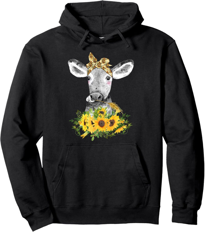 Lustige Kuh Mit Sonnenblumen Haarband Landwirtin Geschenk Pullover Hoodie