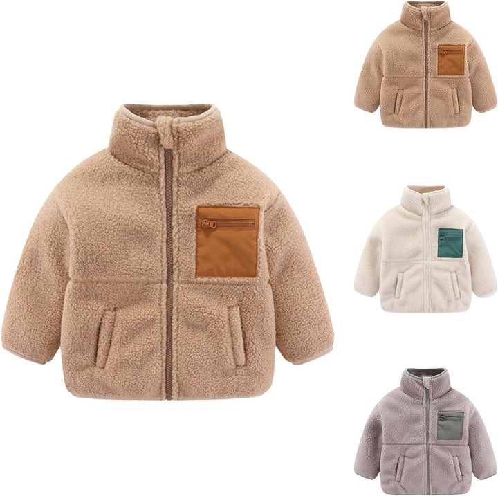Ybing Teddyjacke Mädchen Warme Fleecejacke Bequem und Weich Plüschjacke mit Taschen Reissverschluss