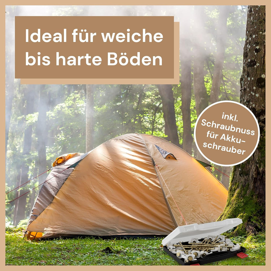 ABCamping Schraubheringe Set - [22 Stück] Stahl Heringe für weiche bis harte Böden - Zeltschrauben m