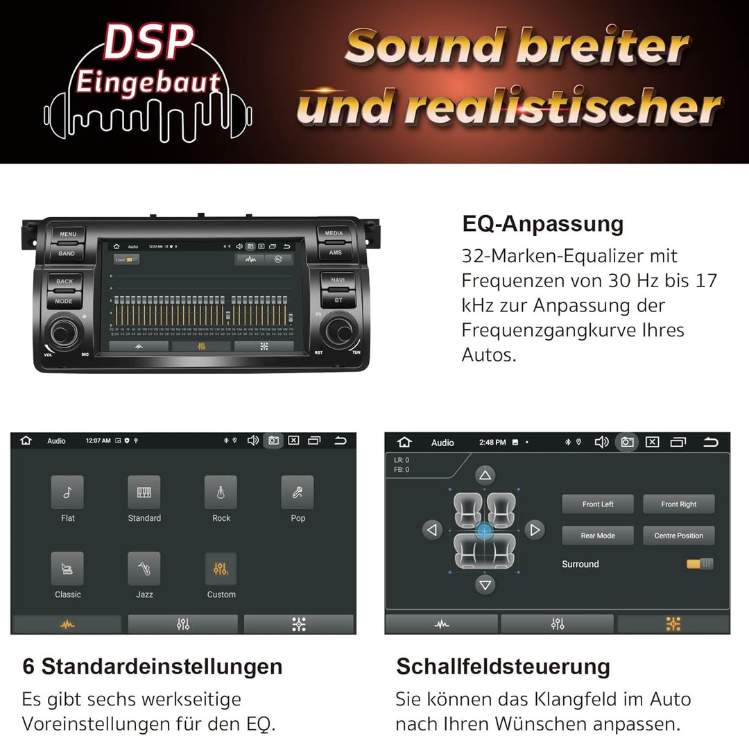 Amaseaudio Android 11 Autoradio, Drahtloses Carplay Android Auto, DSP+, Eingebauter DVD-Player, 1Din