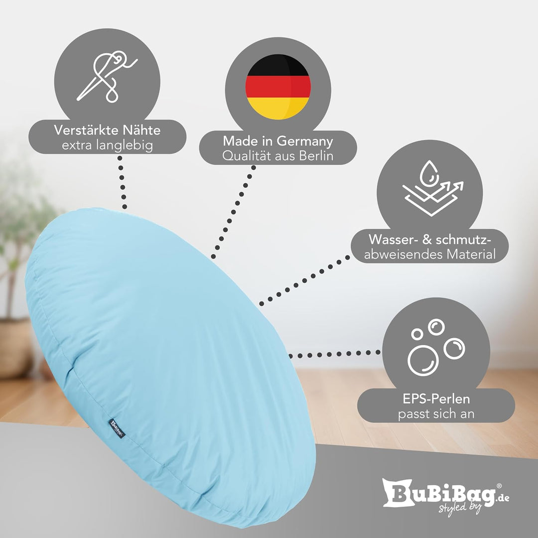BuBiBag 2in1 Sitzsack L - XXL mit Füllung für Kinder &amp; Erwachsene, Gaming Beanbag &amp; Bodenkissen für