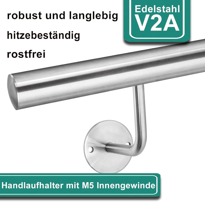PRIOstahl Handlaufhalter Wandhalter Handlaufstütze für Handlauf - 4 x Handlaufträger an die Wand 2-L