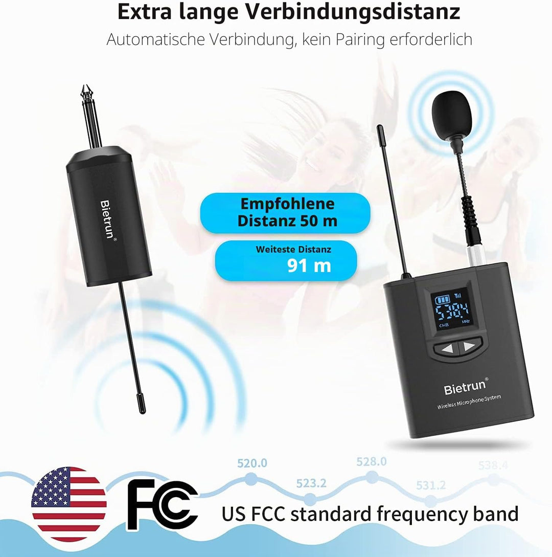 UHF Wireless Lavalier Lapel Microphone System, Kabelloses Lavalier-Mikrofon, Headset Mic, Interview