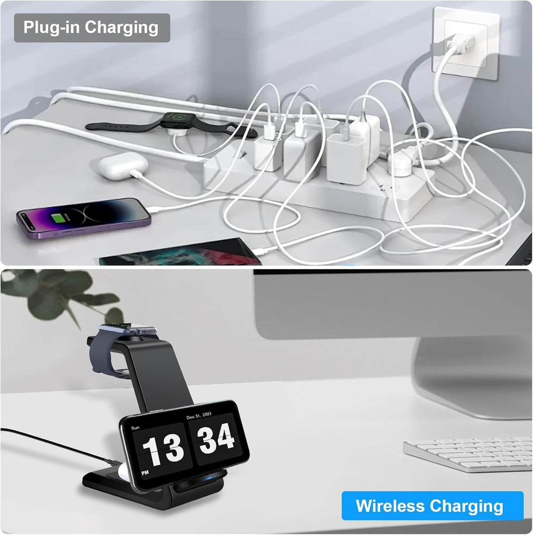 Induktive Ladestation, 3 in 1 Kabelloses Ladegerät für iPhone 16/15/14/13/12/11/Pro/Max/X/8/Plus, Ha