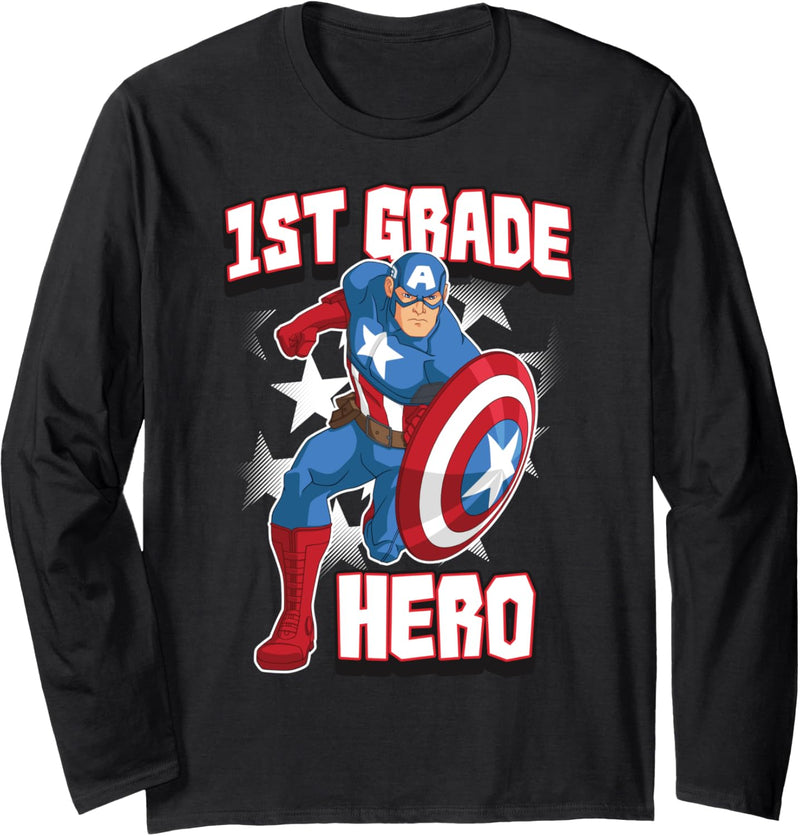 Marvel Captain America 1st Grade Hero School Text Langarmshirt