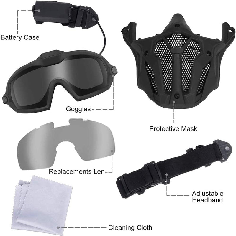 Taktische Airsoft Maske Und Balaclava Hut Maske Kit, Mit Nebel GogglesAustauschbare Transparente Und