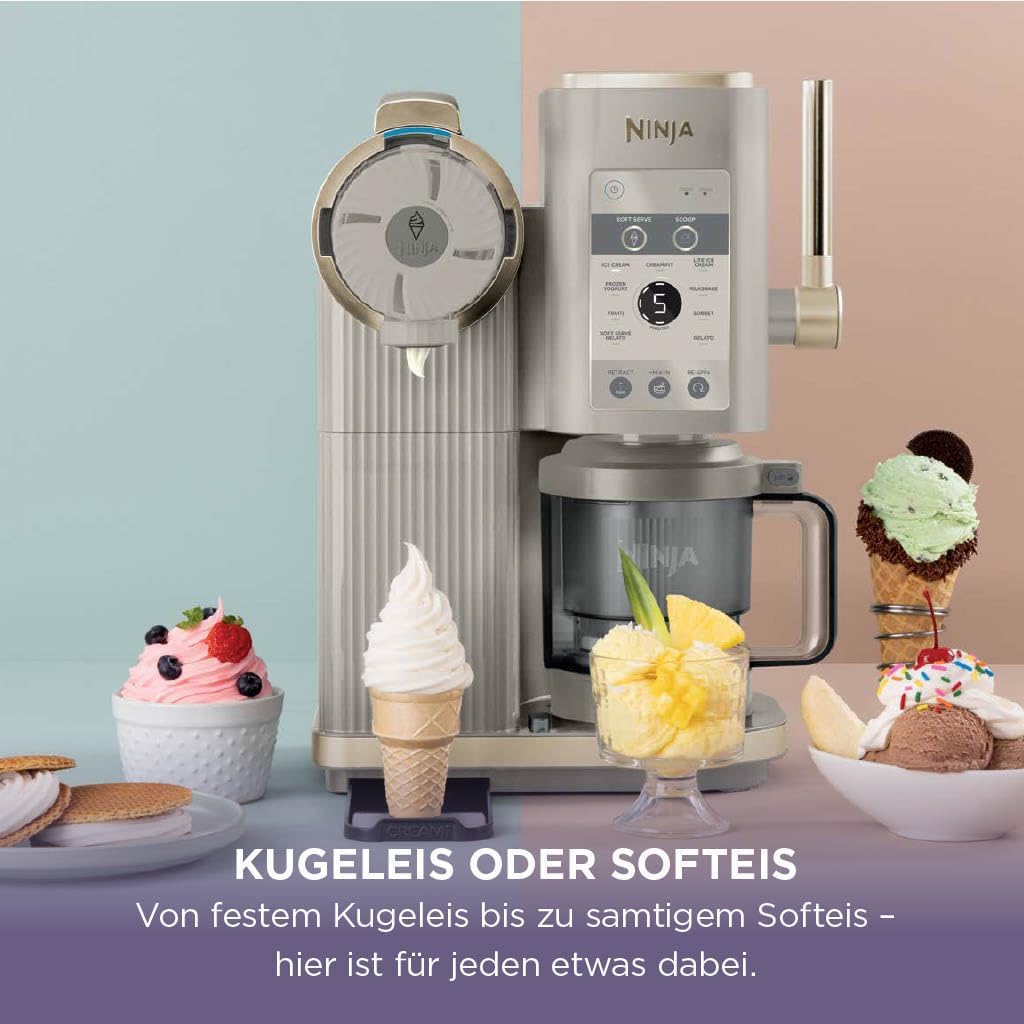 Ninja CREAMi Scoop & Swirl Eismaschine mit 2 Behältern, 13 Funktionen, für Eiscreme, Softeis, Gelato