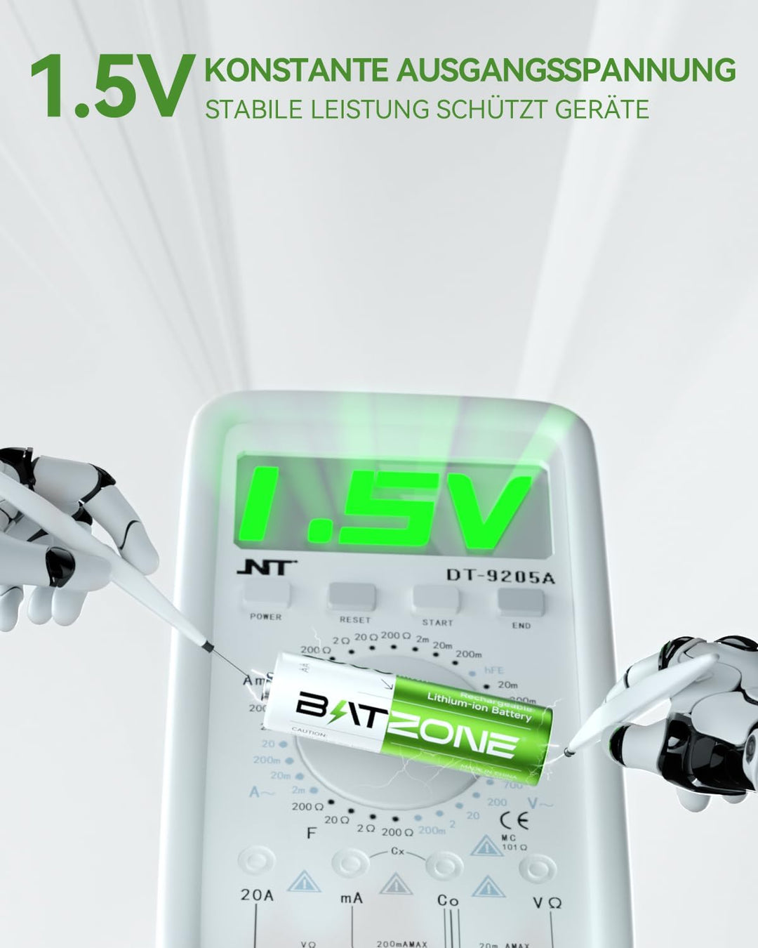 Wiederaufladbare Lithium Akkus AA 4-Pack mit Ladegerät, 2500mWh Hohe Kapazität 1.5V AA Batterien Lad