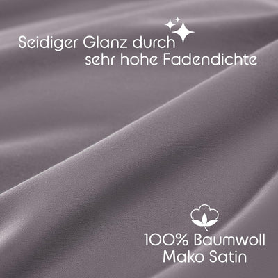 Blumtal Mako Satin Bettwäsche-Set 135x200 & 40x80 Kissenbezug Anthrazit - Oeko Tex Zertifiziert - Sa