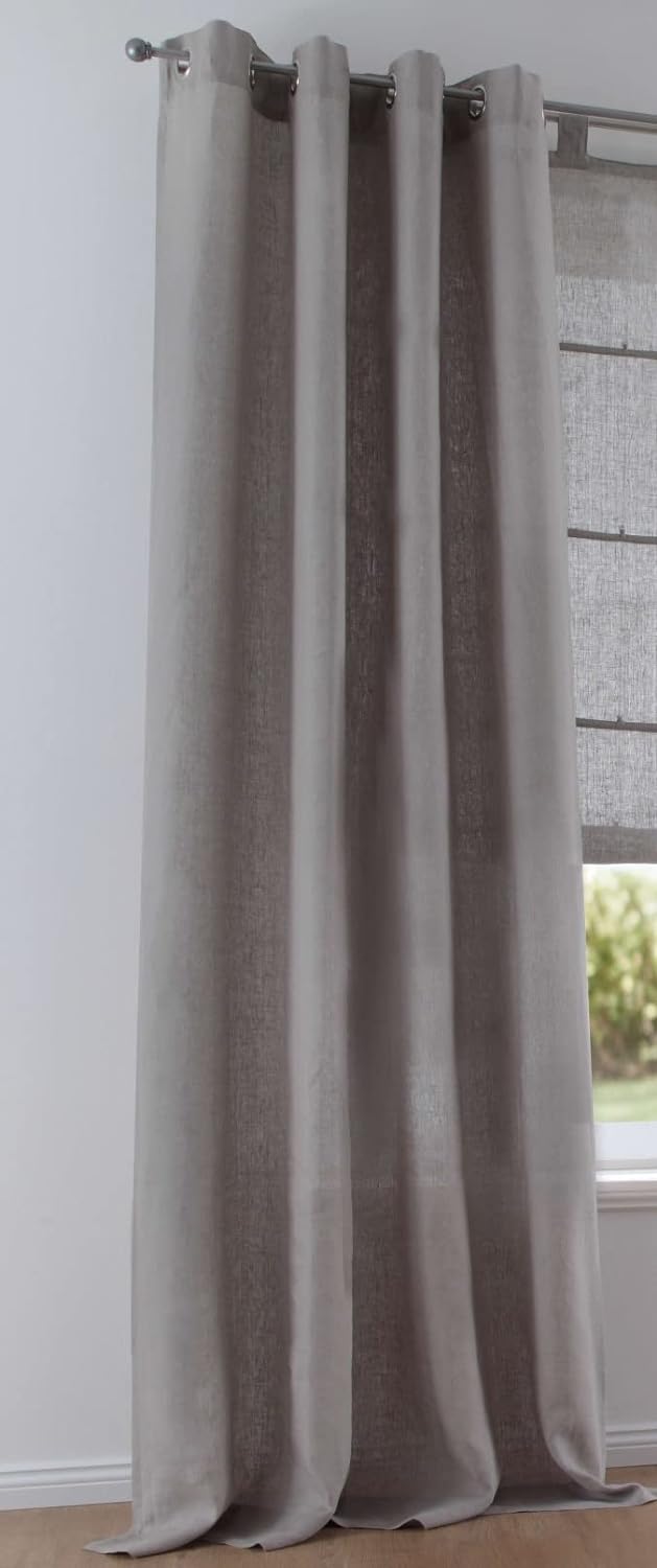 Kutti Ösenschal Metis 100% Leinen Blickdicht Vorhang Gardine grau Breite 140 * Höhe 225 cm (1 Stück)