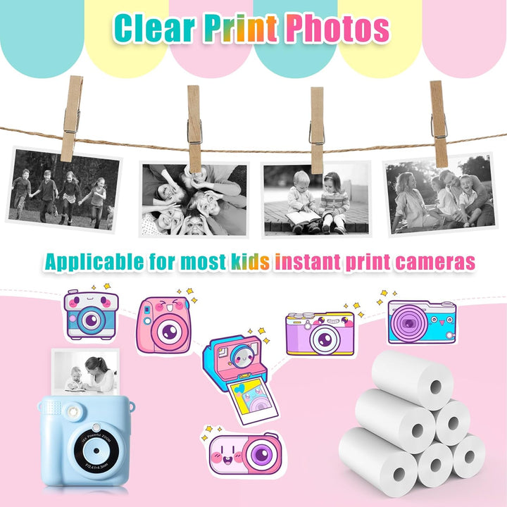 12 Rollen Druckpapier Thermopapier für Kinderkamera,Hikkon Sofortdruck Thermopapier Fotodruckerpapie
