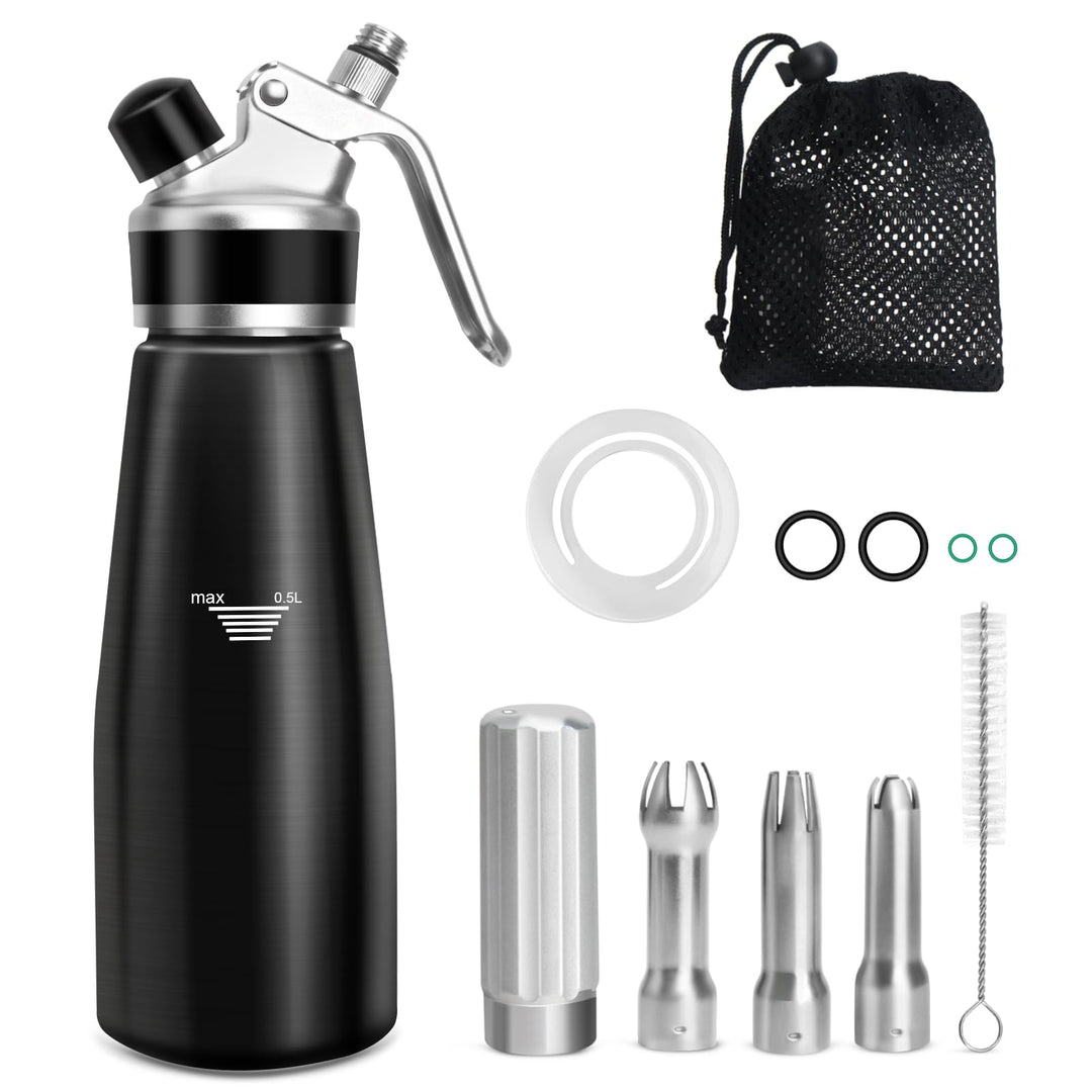 ColCospie Sahnespender Geschenke,Sahnesyphon Aluminium 500ml für Schlagsahne,Cremes,Desserts und Sos