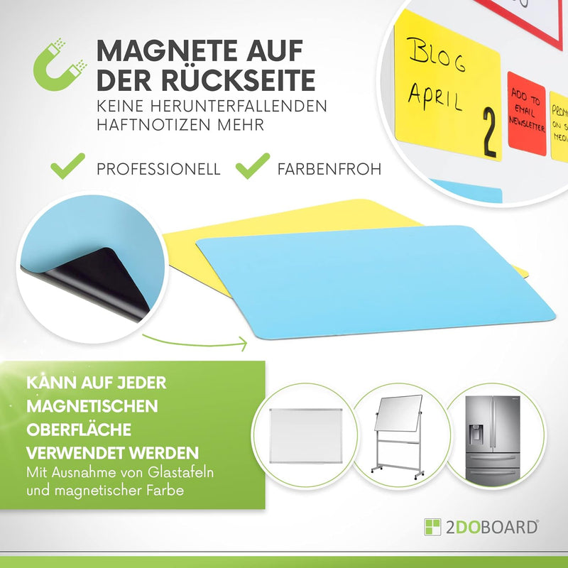 2DOBOARD Beschreibbare magnete 15 x 10 cm für Kanban Board oder Scrum Tafel - 25 Stück - Scrum Karte