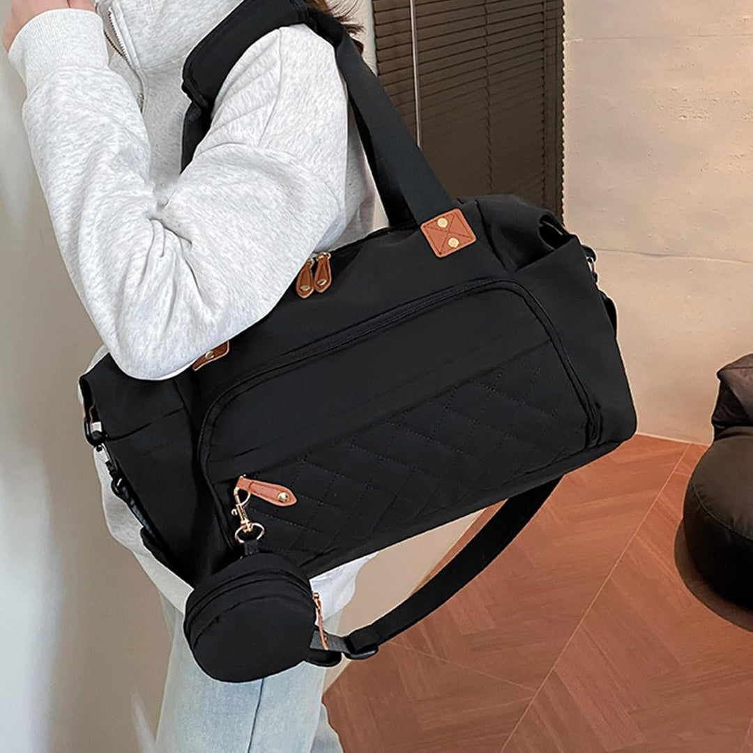 Generisch Large Diaper Bag, 48x20x28cm Nylon Travel Organizer Tote Handbag with Ergonomic Shoulder S