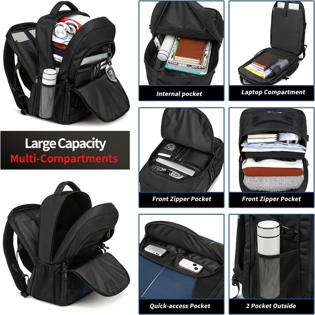 Extra Grosser Rucksack Herren 55L Wasserdicht 18.4 Zoll Laptoptasche Arbeit Laptop mit USB Ladeansch
