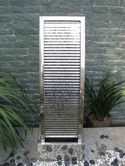 Köhko Terrassenbrunnen 21013 aus Edelstahl Höhe ca. 110 cm Wasserspiel Gartenbrunnen mit LED-Beleuch