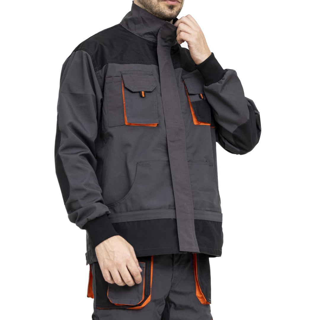 WORK IDEA Herren-Arbeitsjacke mit mehreren Taschen, strapazierfähigem Canvas 3XL Grau, 3XL Grau