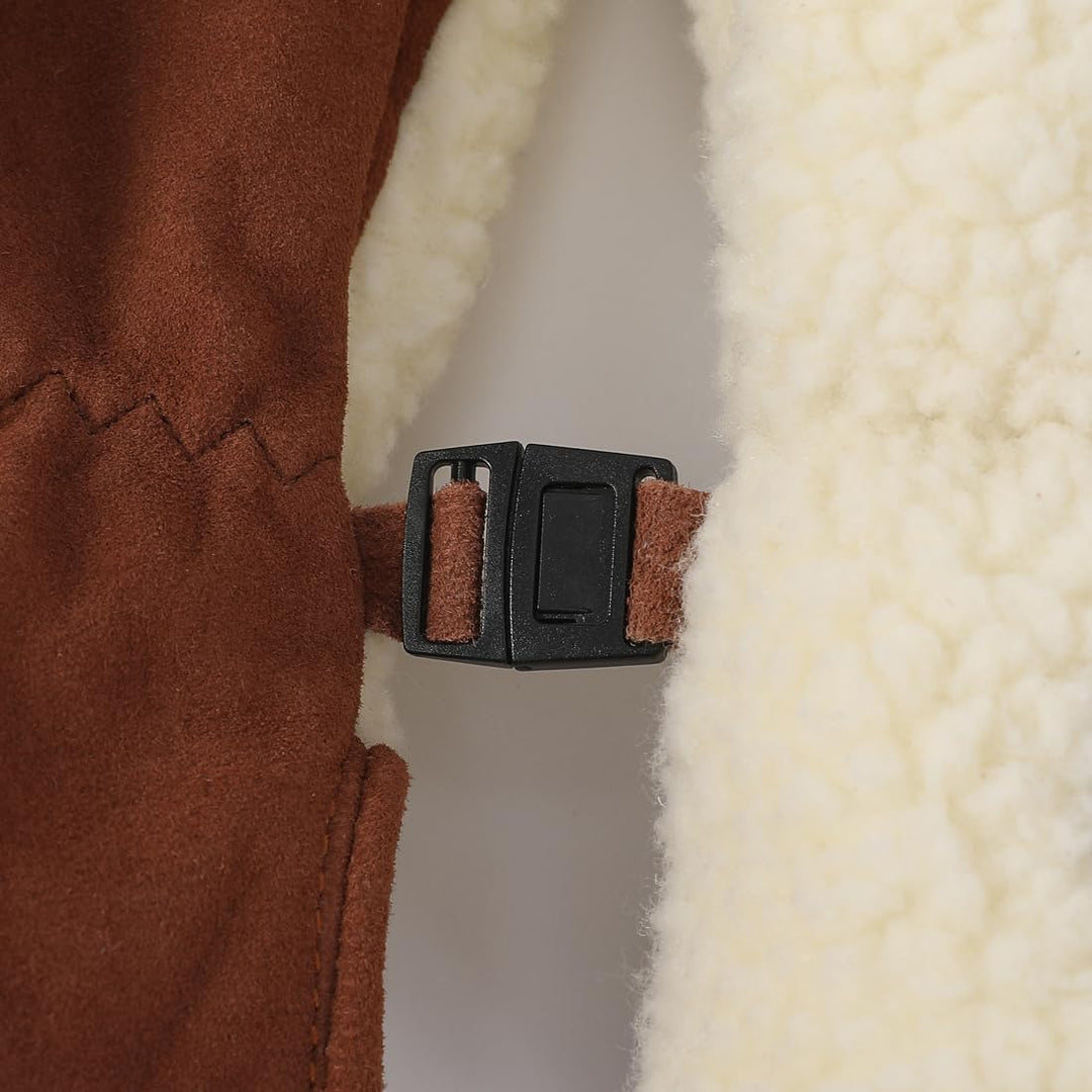 Harssidanzar Damen Winter Lederhandschuhe Outdoor Warm gefüttert Skifahren Fäustlinge SL020EU M Beig