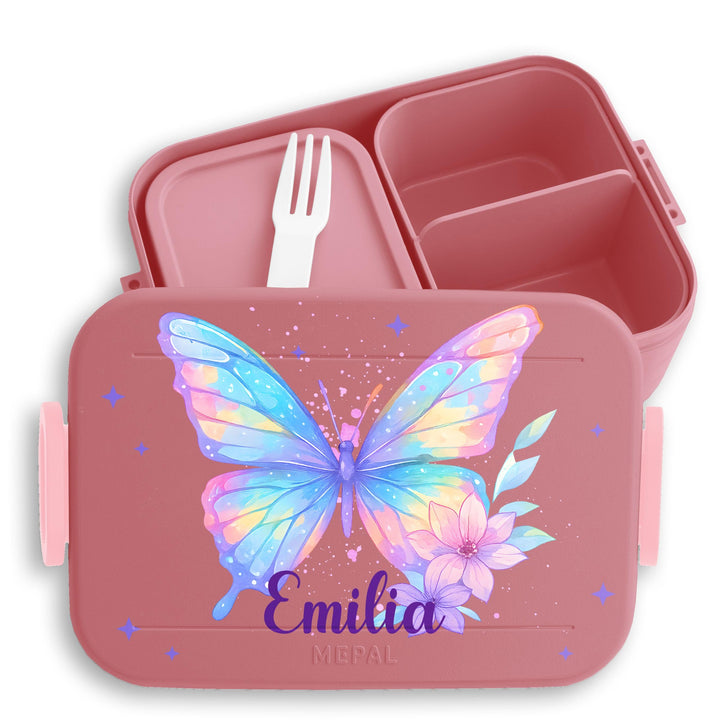 Kinder Bento Box Midi Lunchbox für Mepal Bentobox - Brotbox Schmetterling Schulkind Geschenk mit Nam
